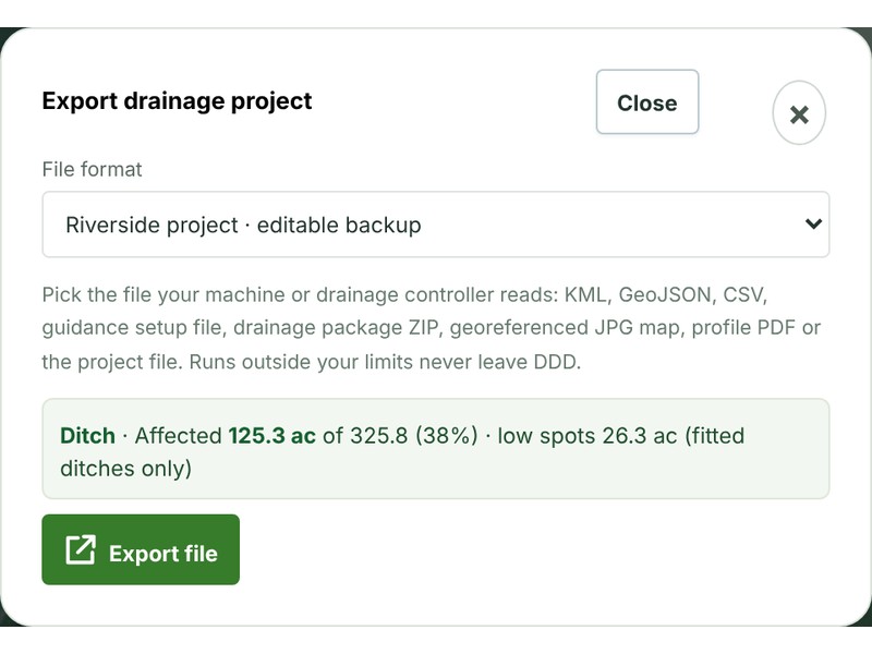 Export dialog
